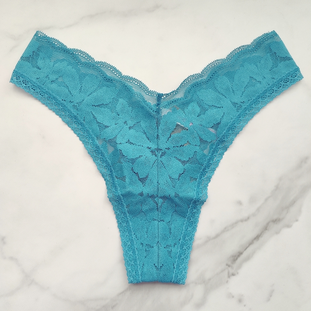 NWT PINK VICTORIA'S SECRET LACIE BRAZILIAN PANTY IN BLUE DAISY SIZE EXTRA LARGE